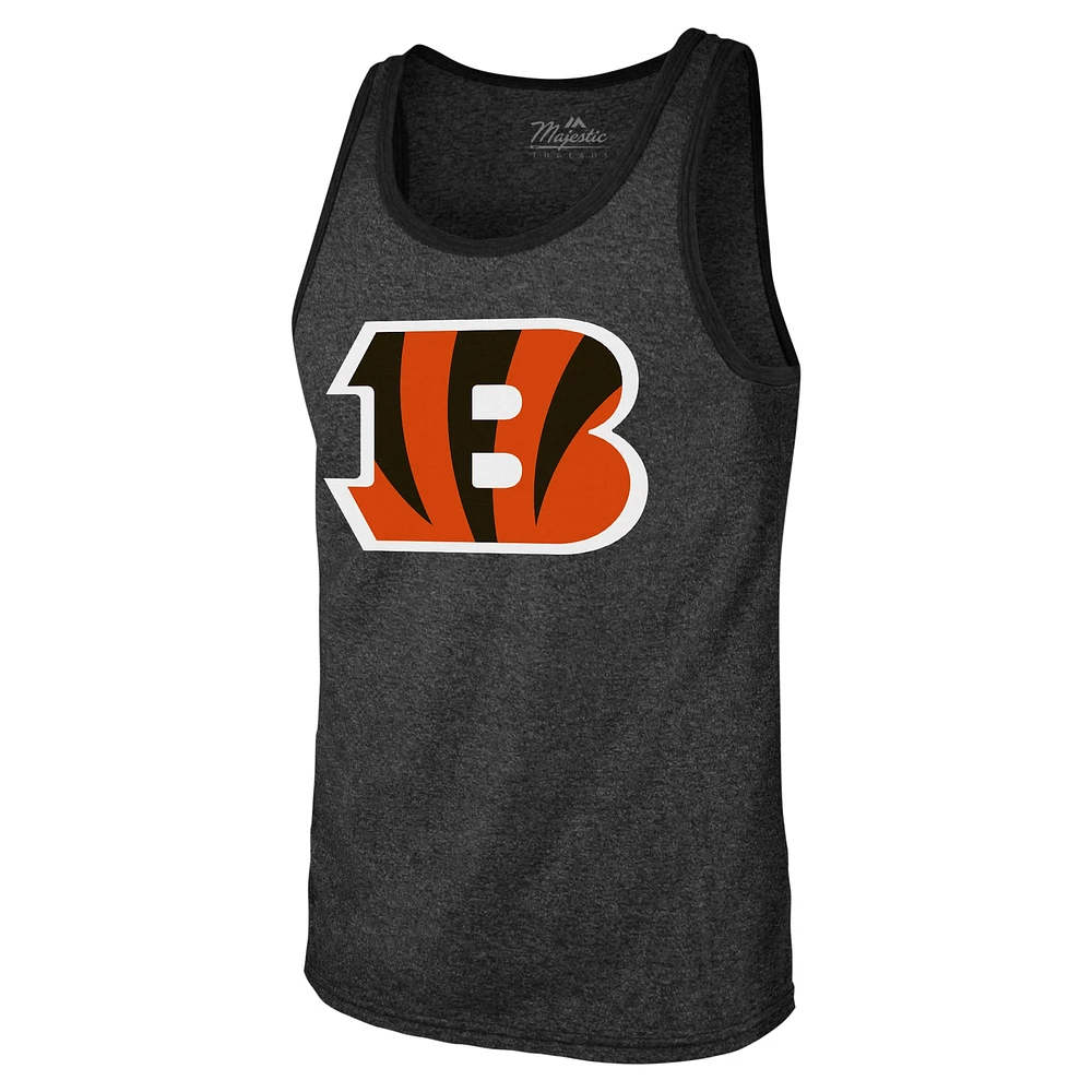 Débardeur noir à trois mélanges avec nom et numéro de joueur Majestic Threads Joe Burrow pour hommes des Bengals Cincinnati