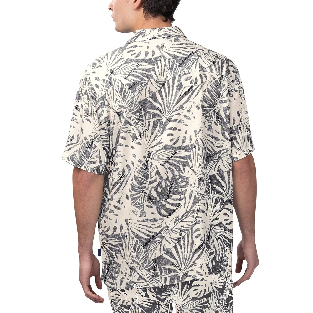 Chemise boutonnée de fête à imprimé Monstera délavée au sable des Bengals Cincinnati Margaritaville pour hommes