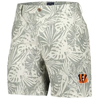 Men's Margaritaville Gray Cincinnati Bengals Sandwashed Monstera Print Amphib Shorts