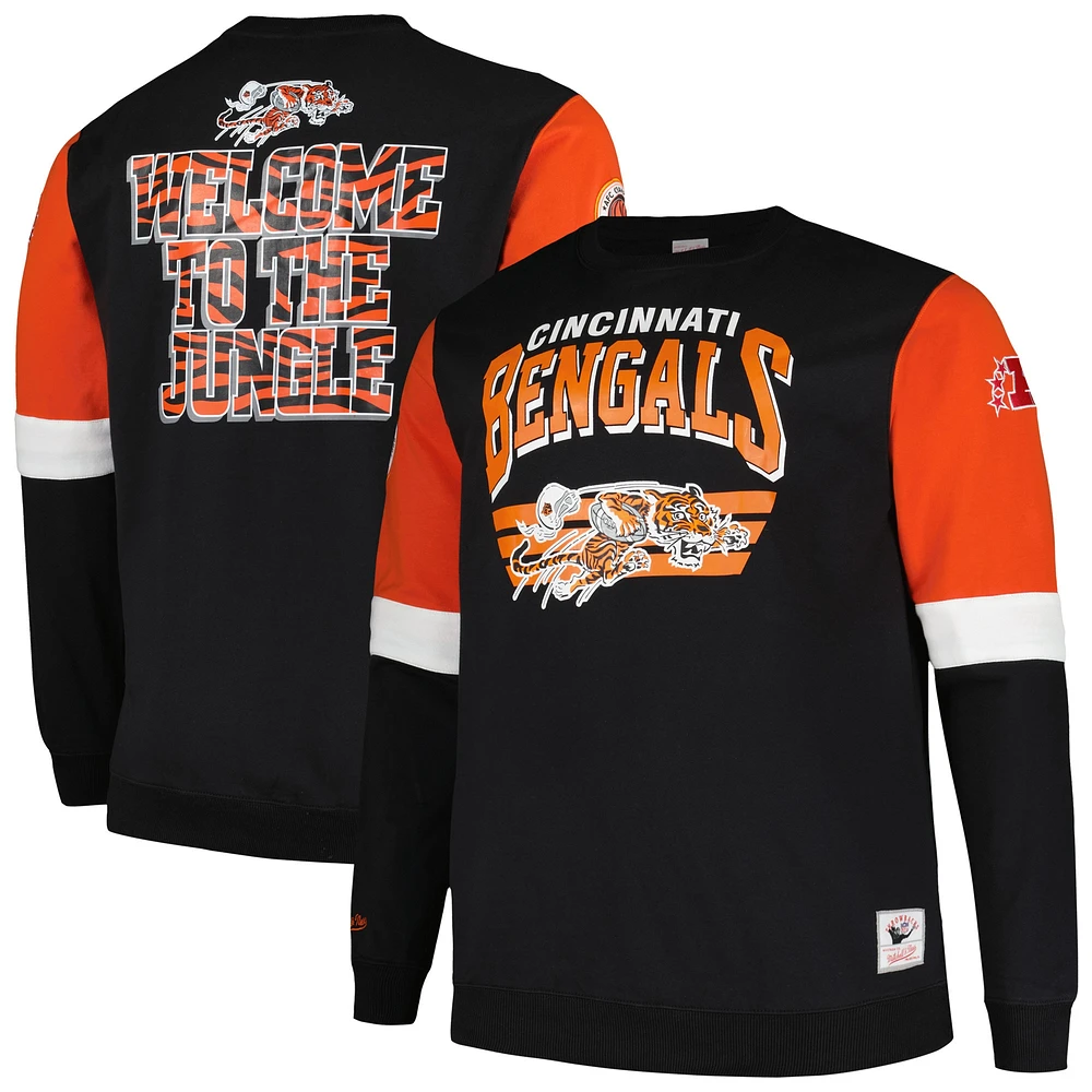 Sweat-shirt en polaire noir Mitchell & Ness Cincinnati Bengals Big Tall pour hommes