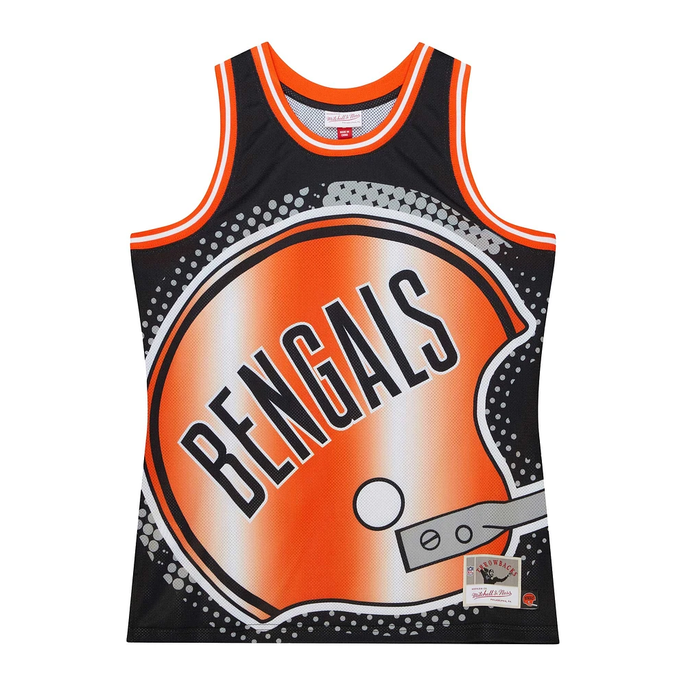 Débardeur tendance Mitchell & Ness noir Cincinnati Bengals Big Face 7.0 pour hommes