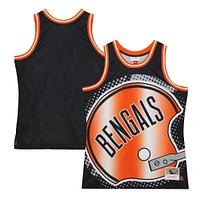 Débardeur tendance Mitchell & Ness noir Cincinnati Bengals Big Face 7.0 pour hommes