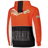 Coupe-vent entièrement zippé de qualité supérieure Big Shot Mitchell & Ness pour homme, noir, Cincinnati Bengals