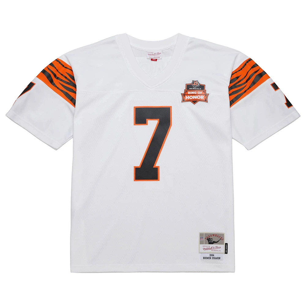 Maillot réplique Mitchell & Ness Boomer Esiason blanc pour homme des Bengals de Cincinnati 1984 Legacy