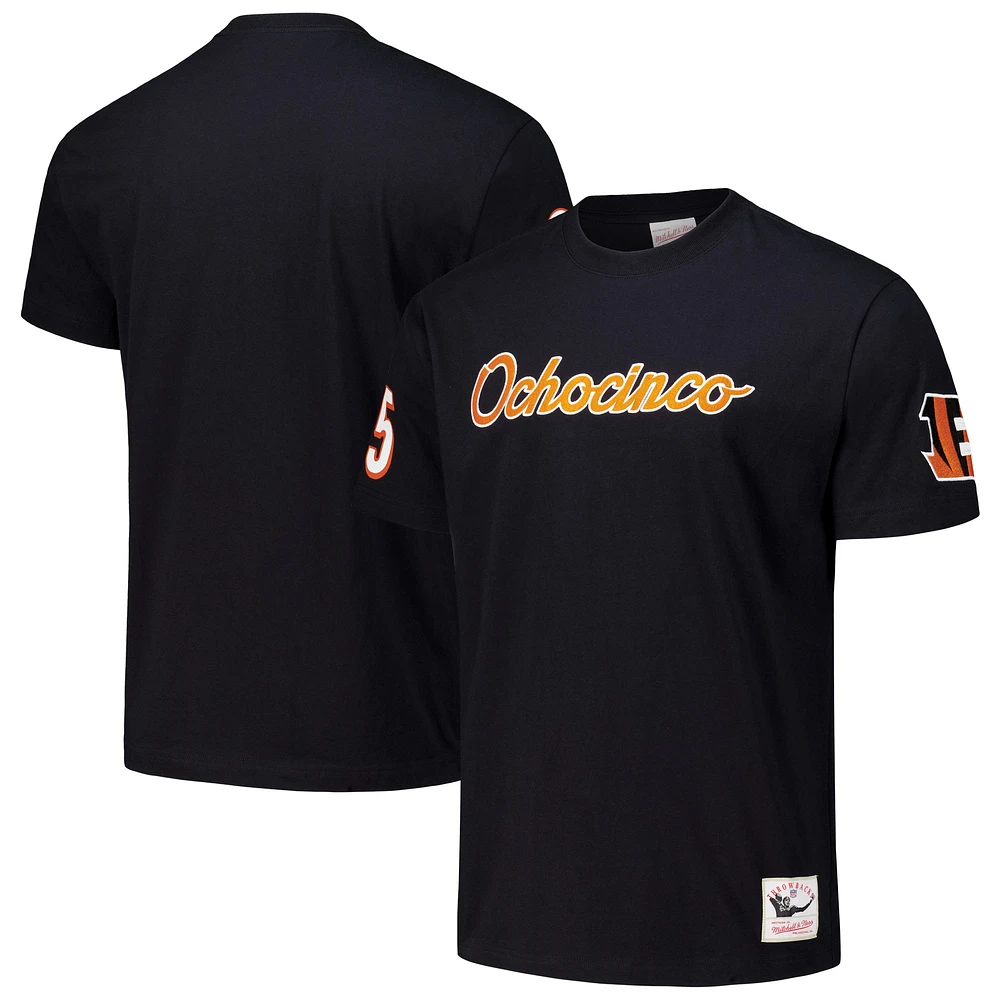 T-shirt noir surnom de joueur retraité Mitchell & Ness Chad Johnson des Bengals Cincinnati pour hommes