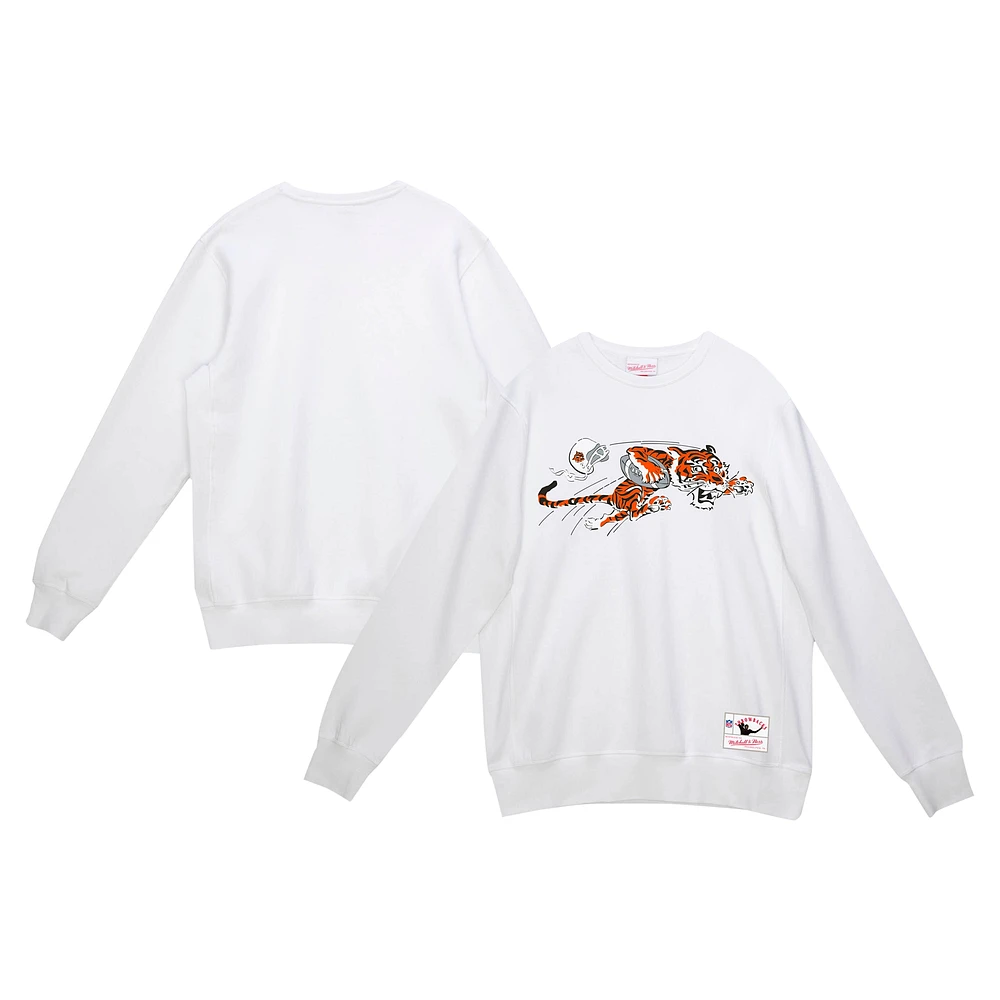 Sweat-shirt en molleton basique blanc Cincinnati Bengals de Mitchell & Ness pour homme