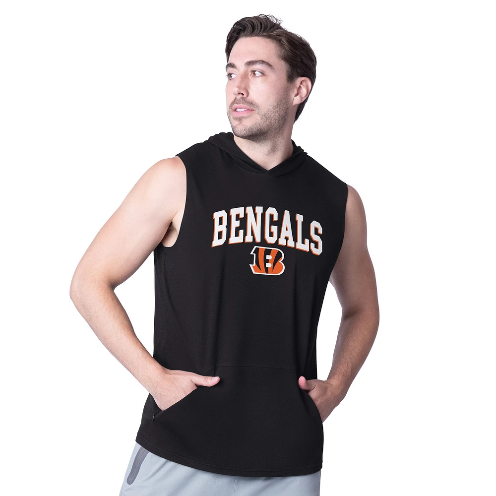 Men's MSX by Michael Strahan Black Cincinnati Bengals Action Sleeveless Pullover Hoodie