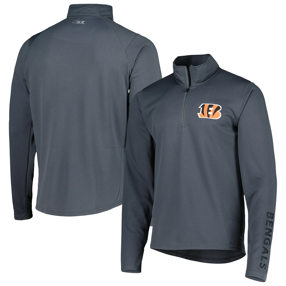 Sweat à capuche demi-zip MSX by Michael Strahan Charcoal Cincinnati Bengals pour homme