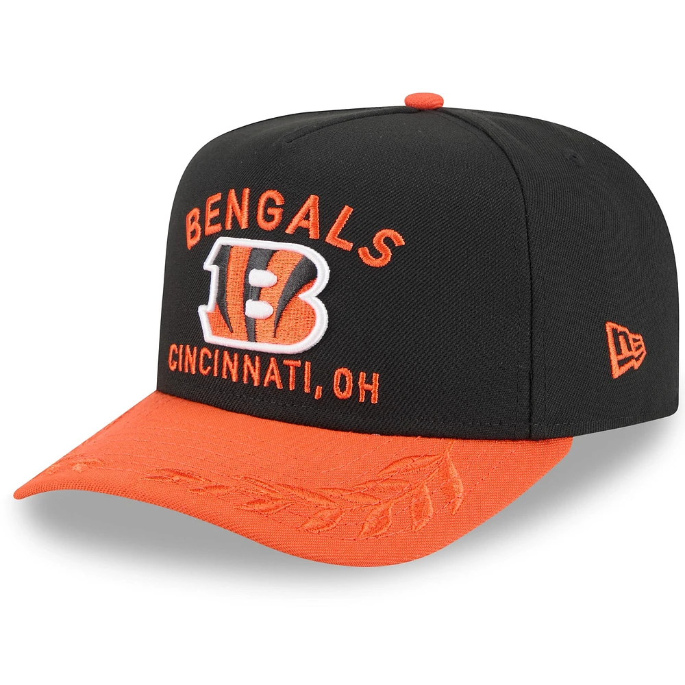Men's New Era Black/Orange Cincinnati Bengals 2025 NFL Draft 9FIFTY A-Frame Snapback Hat