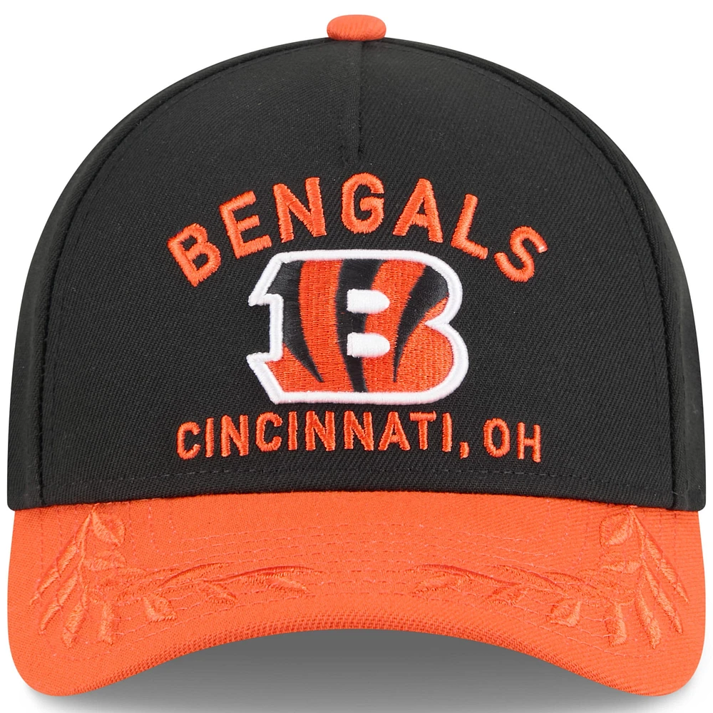 Men's New Era Black/Orange Cincinnati Bengals 2025 NFL Draft 9FORTY M-Crown A-Frame Adjustable Hat