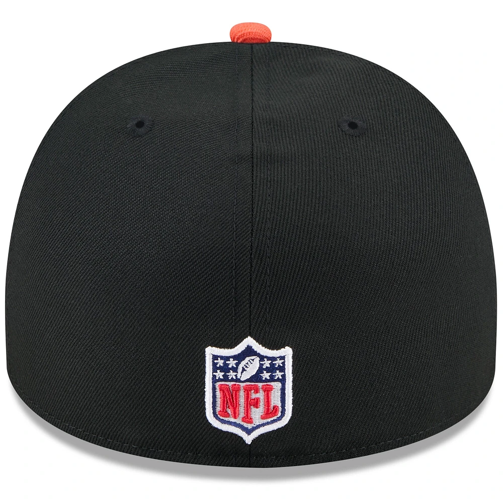 Casquette ajustée New Era 59FIFTY noire/orange pour homme, modèle A-Frame, draft NFL 2025