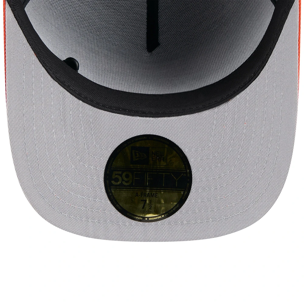Casquette ajustée New Era 59FIFTY noire/orange pour homme, modèle A-Frame, draft NFL 2025