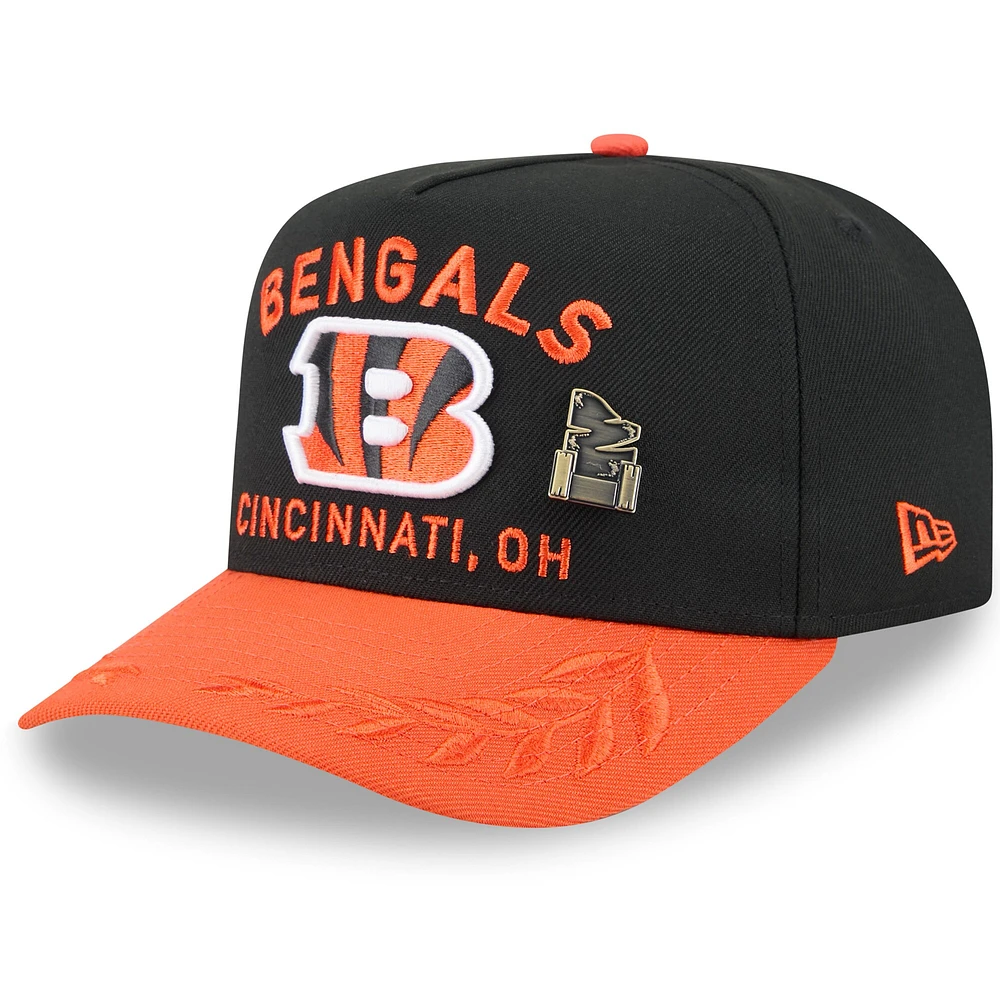 Casquette ajustée New Era 59FIFTY noire/orange pour homme, modèle A-Frame, draft NFL 2025