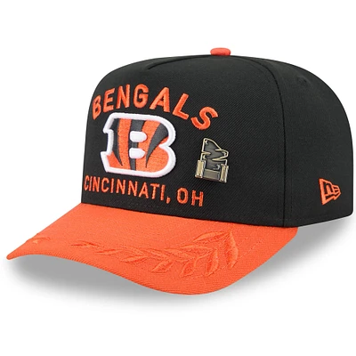 Casquette ajustée New Era 59FIFTY noire/orange pour homme, modèle A-Frame, draft NFL 2025