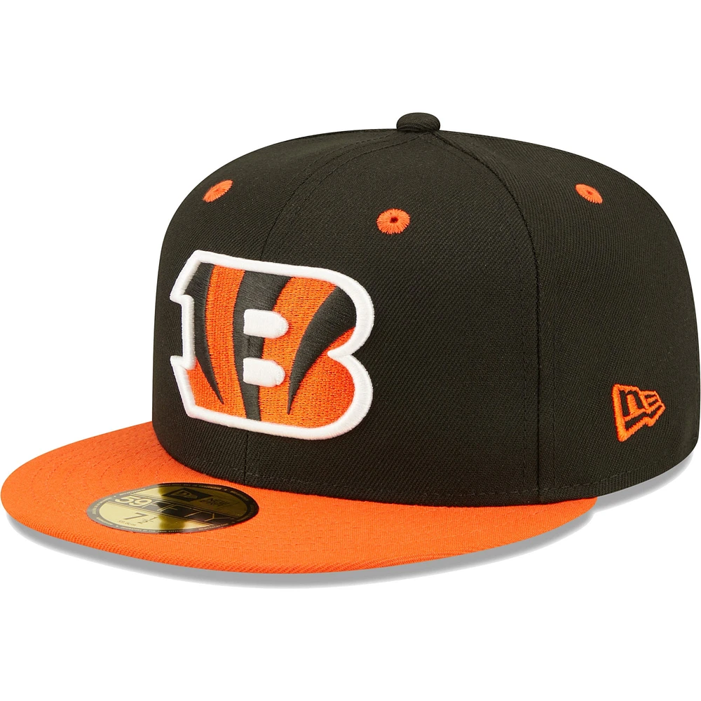 Men's New Era  Black/Orange Cincinnati Bengals Flipside 2Tone 59FIFTY Fitted Hat