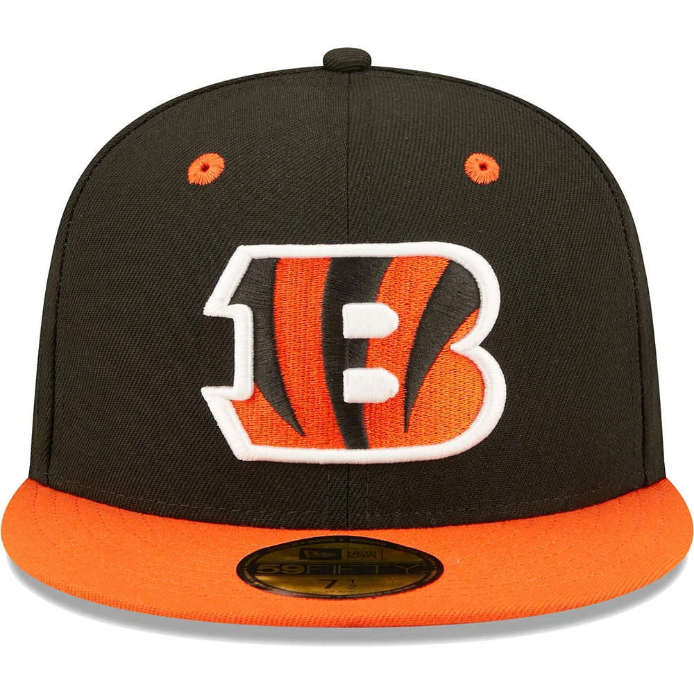 Men's New Era  Black/Orange Cincinnati Bengals Flipside 2Tone 59FIFTY Fitted Hat