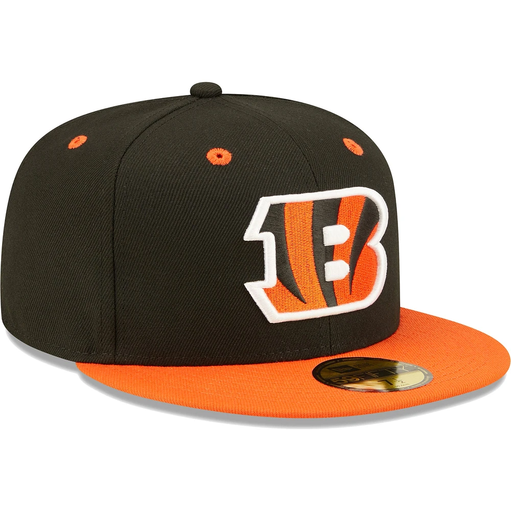 Men's New Era  Black/Orange Cincinnati Bengals Flipside 2Tone 59FIFTY Fitted Hat