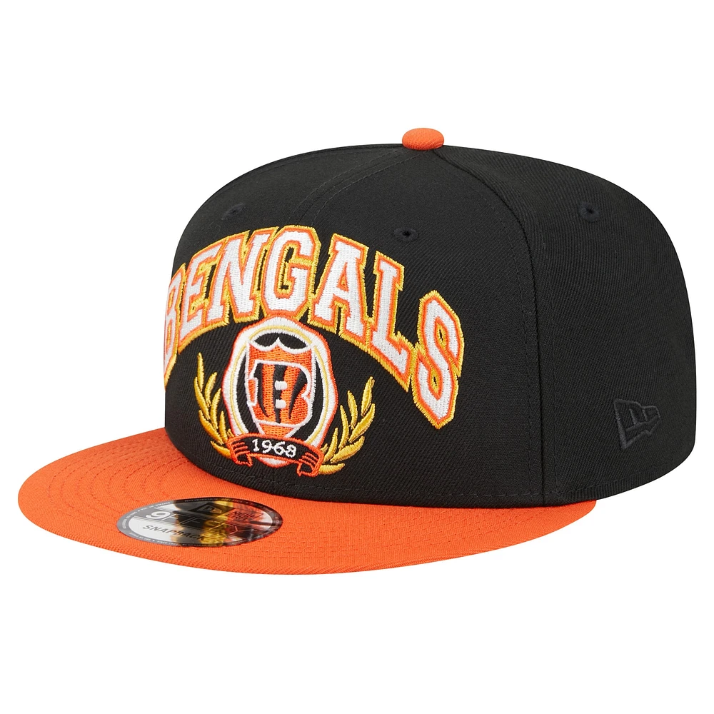 Casquette Snapback 9FIFTY Snapback de l'équipe des Cincinnati Bengals New Era pour hommes, noir/orange