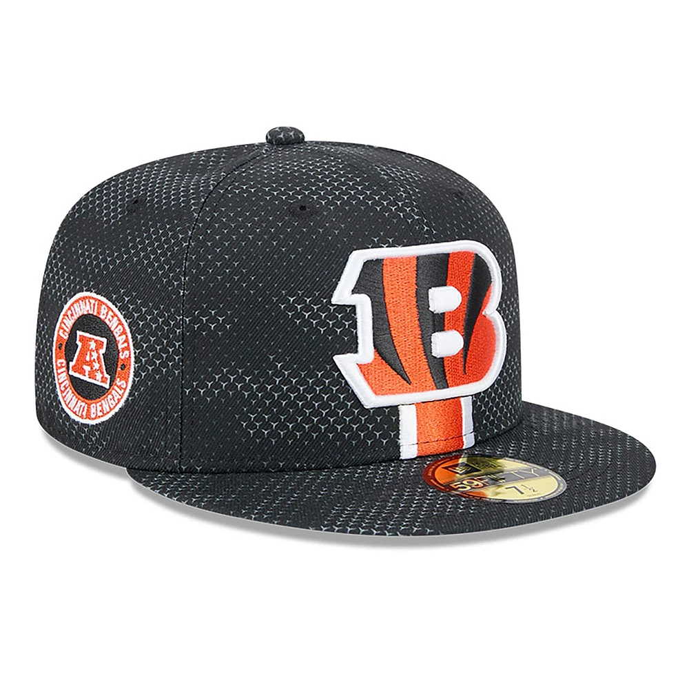 Casquette ajustée 59FIFTY noire Cincinnati Bengals 2024 Sideline New Era pour homme