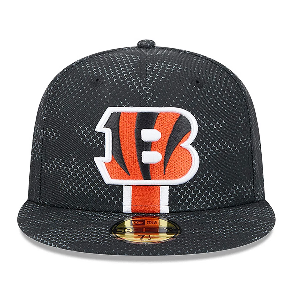 Casquette ajustée 59FIFTY noire Cincinnati Bengals 2024 Sideline New Era pour homme