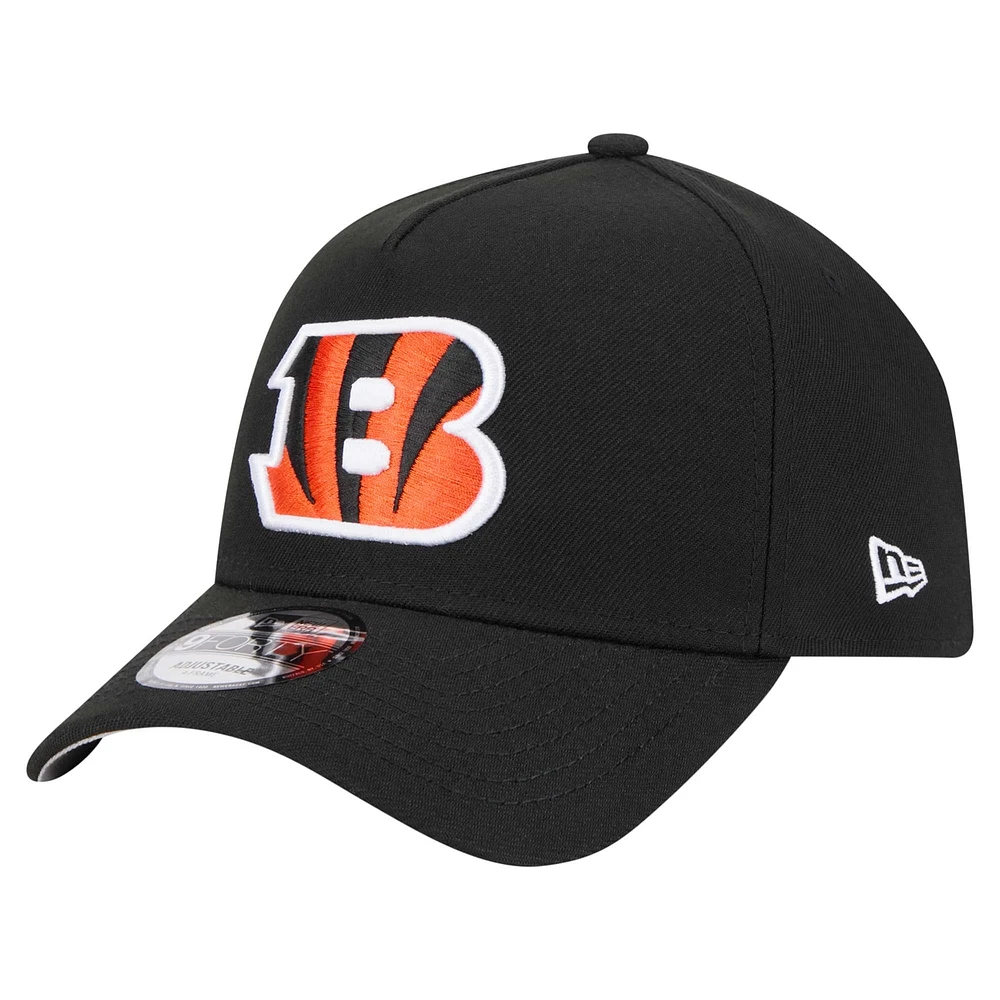 Men's New Era  Black Cincinnati Bengals  A-Frame 9FORTY Adjustable Hat