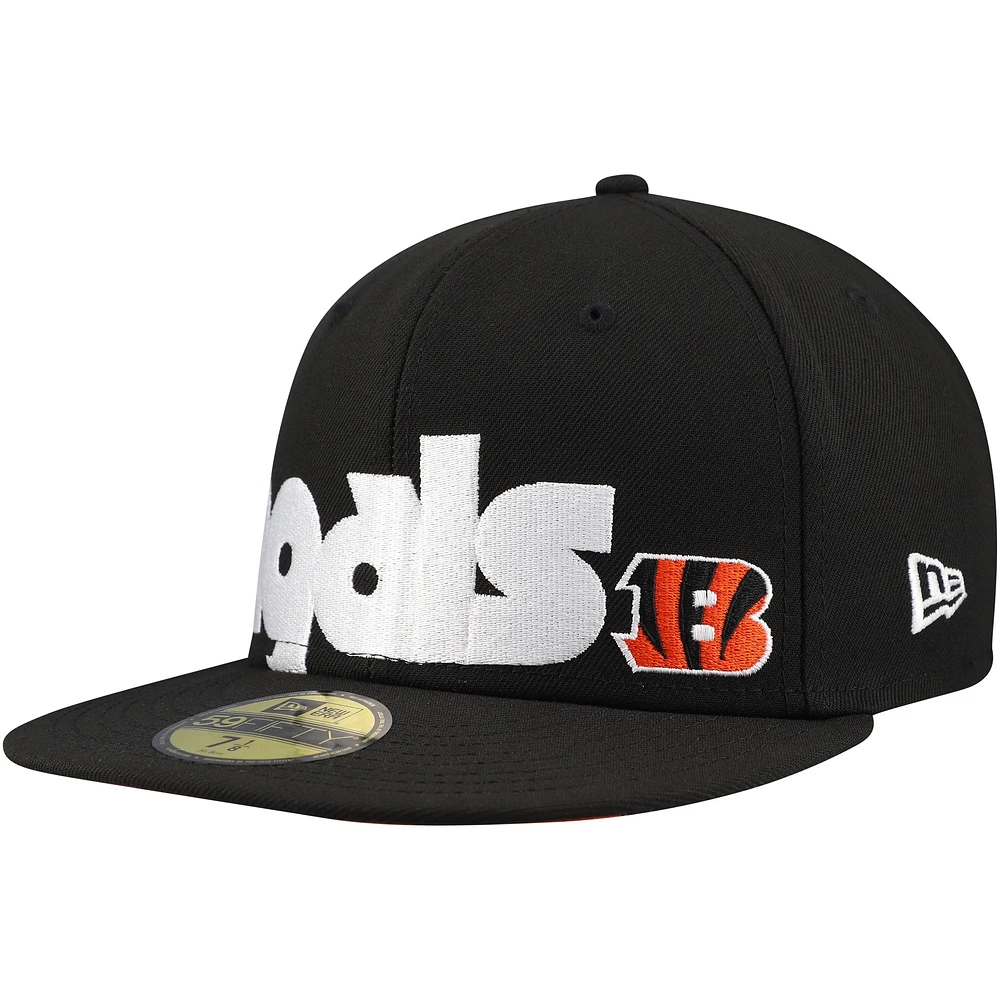 Men's New Era Black Cincinnati Bengals Checkered Undervisor 59FIFTY Fitted Hat