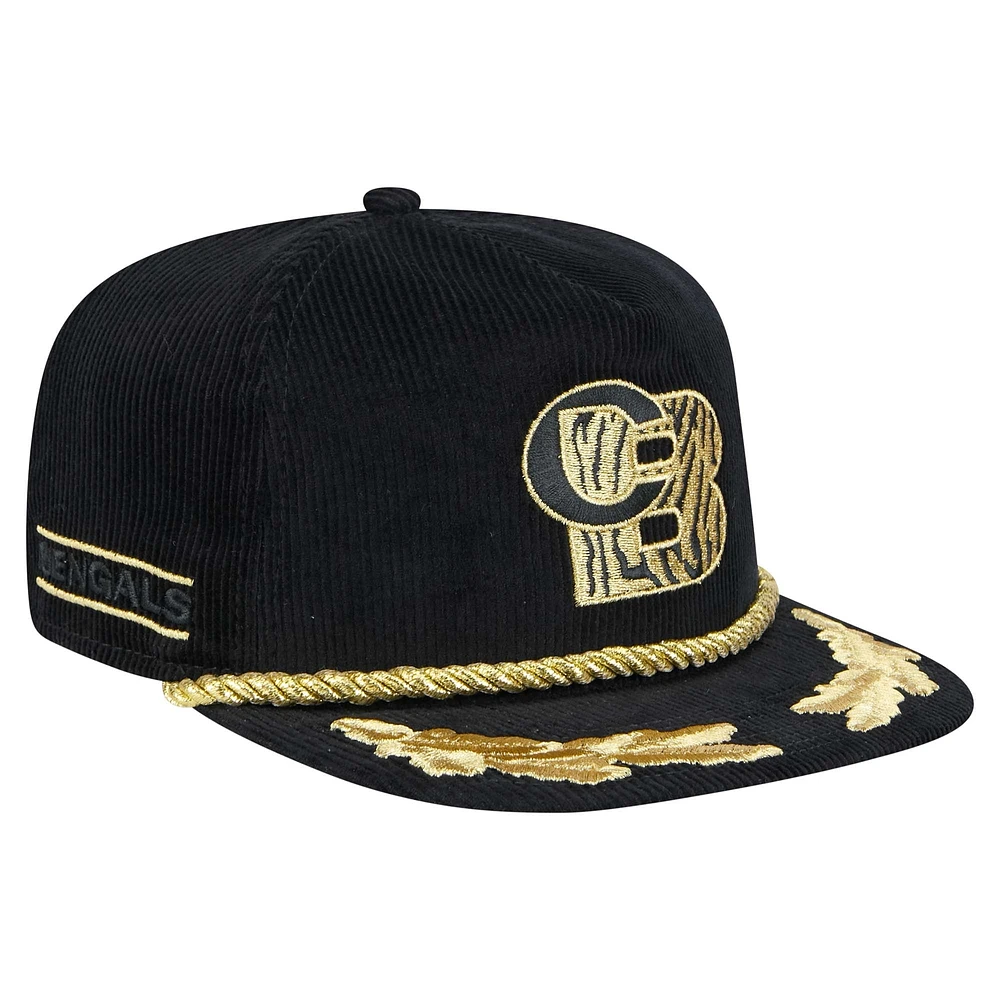 Casquette de golf à visière rabattable City Originals en velours côtelé noir Cincinnati Bengals de New Era pour homme