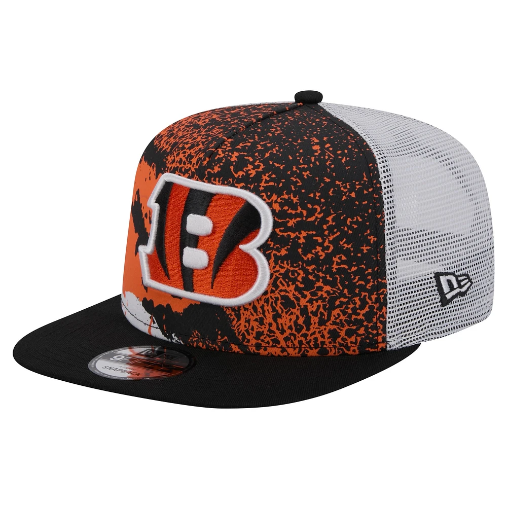 Casquette Snapback 9FIFTY Court Sport des Bengals de Cincinnati New Era noire pour hommes