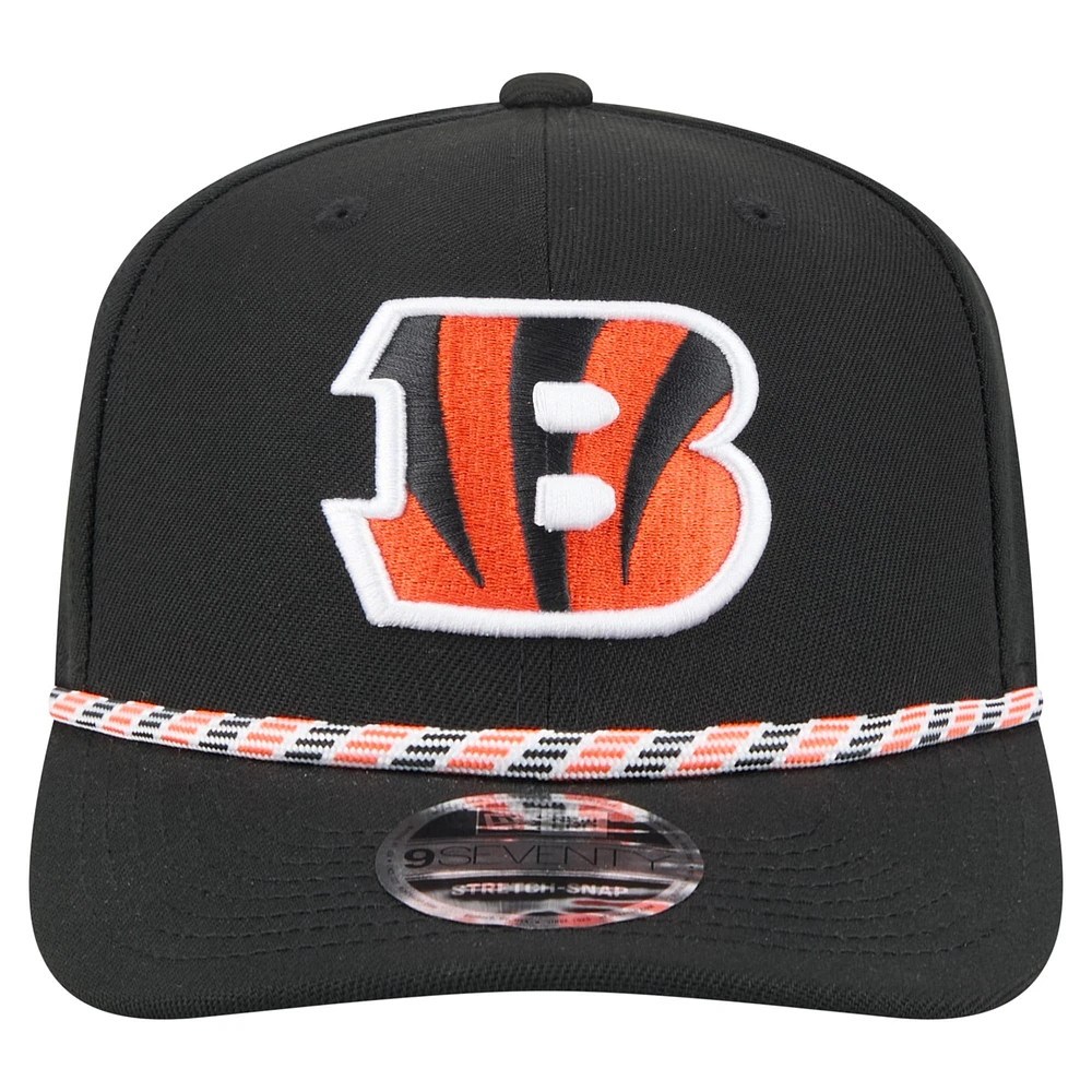 Men's New Era Black Cincinnati Bengals Gameday Multi Rope 9SEVENTY Stretch-Snap Hat