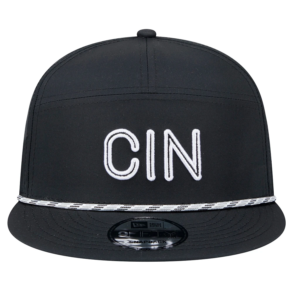 Casquette à visière plate noire New Era Cincinnati Bengals Hydro 5-Panel 9FIFTY pour homme