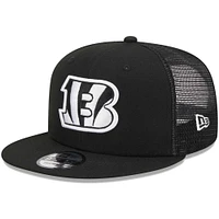 Casquette Snapback 9FIFTY Main Trucker New Era noire des Bengals de Cincinnati pour hommes