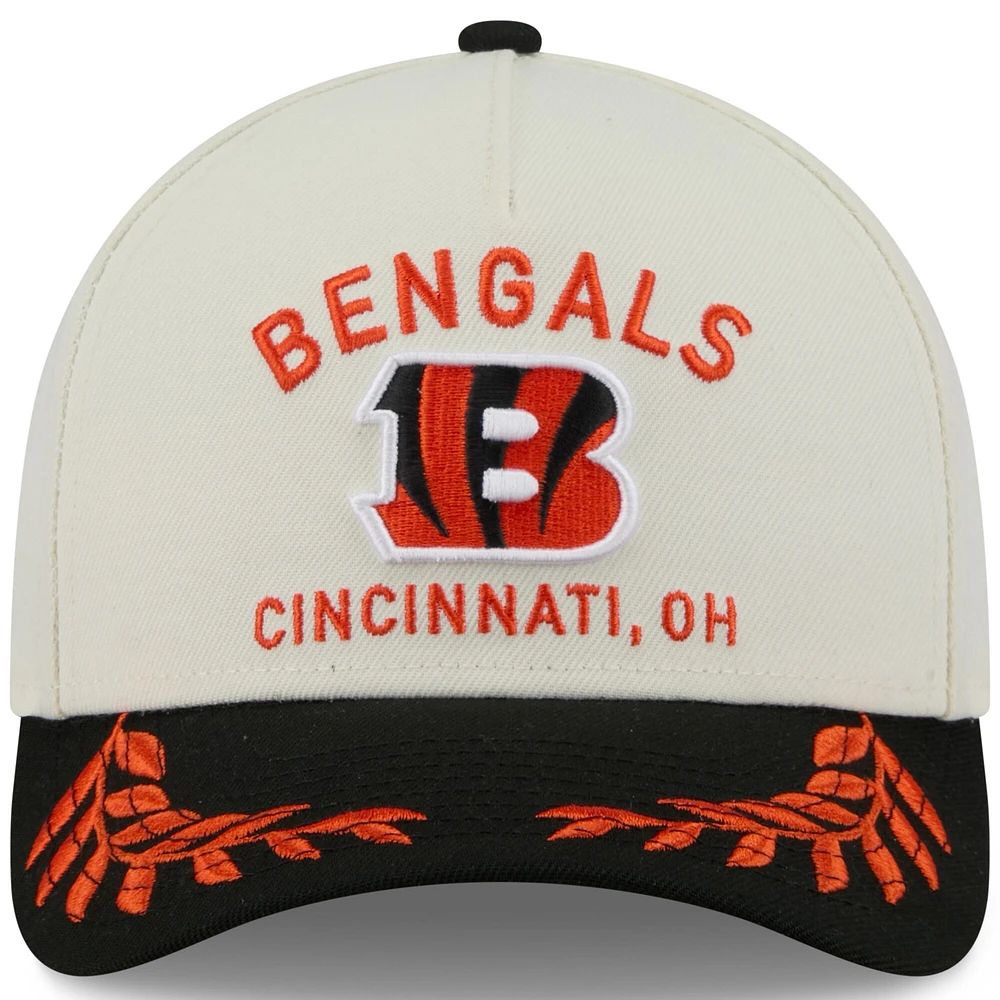 Casquette ajustable New Era 9FORTY M-Crown A-Frame pour homme, couleur crème/noir, des Bengals de Cincinnati, draft NFL 2025