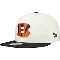 Casquette ajustée New Era 59FIFTY pour homme, crème/noir, des Bengals de Cincinnati