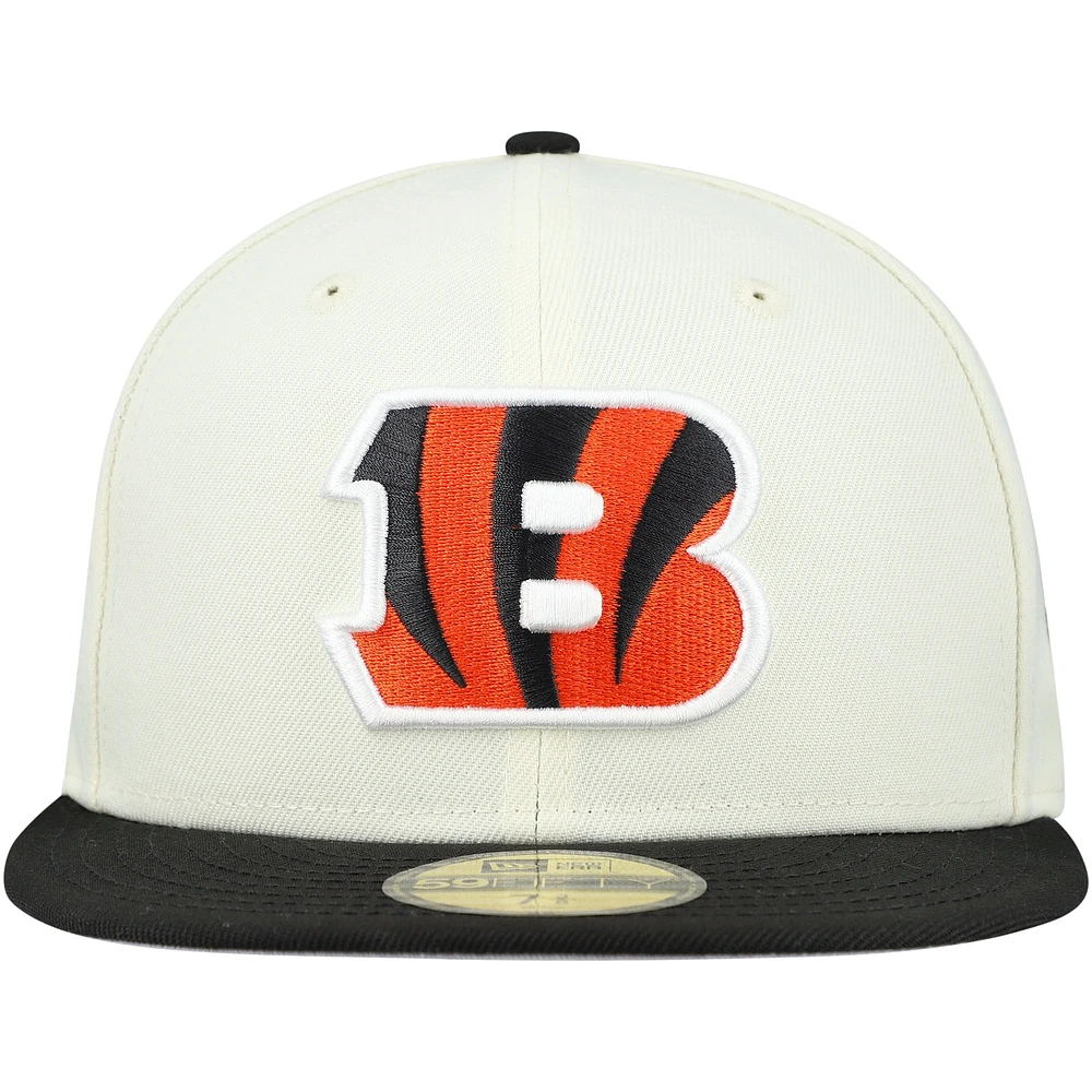 Casquette ajustée New Era 59FIFTY pour homme, crème/noir, des Bengals de Cincinnati