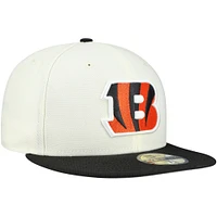 Casquette ajustée New Era 59FIFTY pour homme, crème/noir, des Bengals de Cincinnati