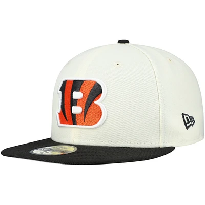 Casquette ajustée New Era 59FIFTY pour homme, crème/noir, des Bengals de Cincinnati