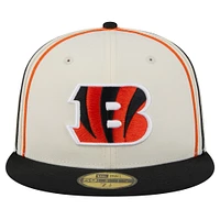 Men's New Era Cream Cincinnati Bengals Soutache 59FIFTY Fitted Hat