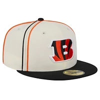 Men's New Era Cream Cincinnati Bengals Soutache 59FIFTY Fitted Hat