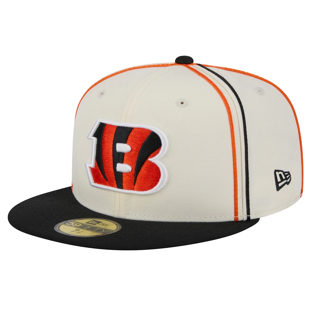 Men's New Era Cream Cincinnati Bengals Soutache 59FIFTY Fitted Hat