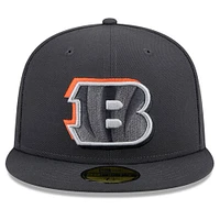 Casquette ajustée 59FIFTY officielle du repêchage NFL 2024 sur scène des Bengals de Cincinnati New Era Graphite pour hommes