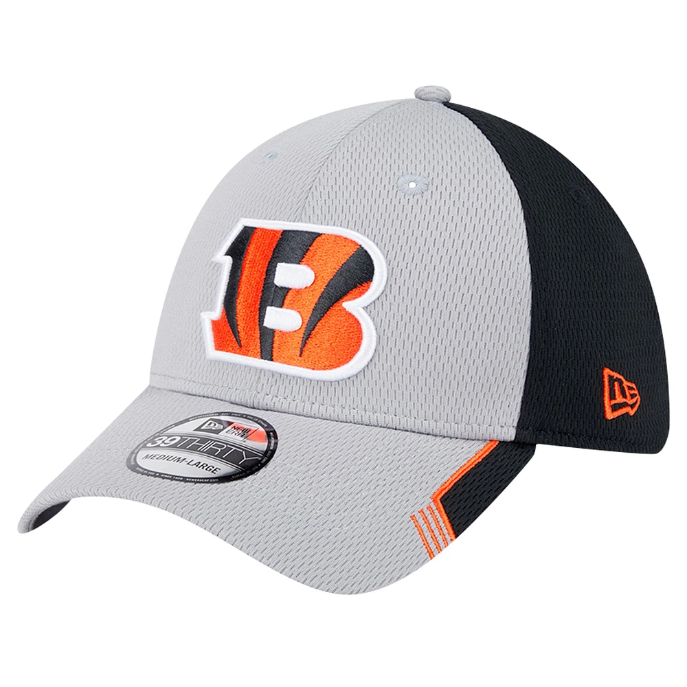 Men's New Era Gray Cincinnati Bengals Active Visor Trim 39THIRTY Flex Hat