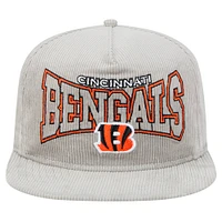 Casquette de golf ajustable en velours côtelé Cincinnati Bengals grise New Era pour homme