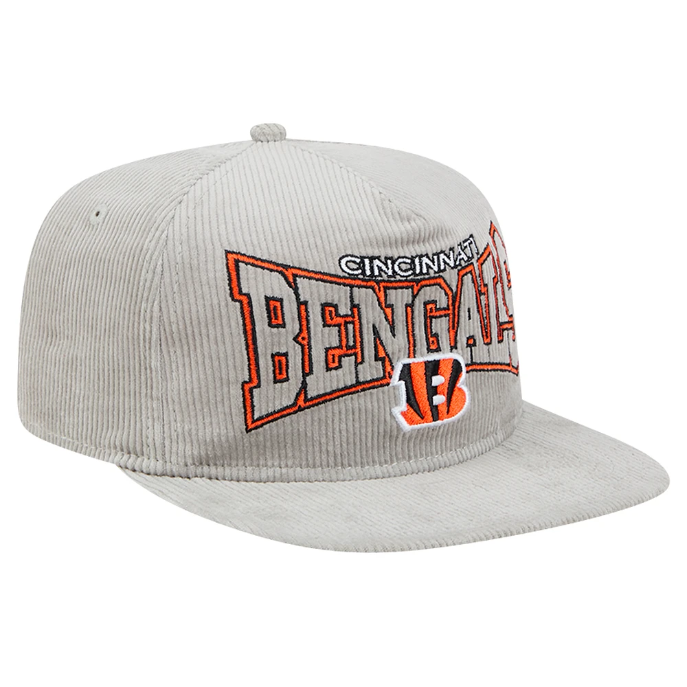 Men's New Era  Gray Cincinnati Bengals Corduroy Golfer Adjustable Hat