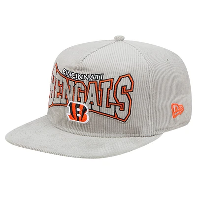 Casquette de golf snapback à cordon de serrage Cincinnati Bengals de New Era pour homme, grise