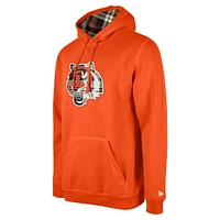 Men's New Era Orange Cincinnati Bengals 3rd Down Plaid Pullover Hoodie