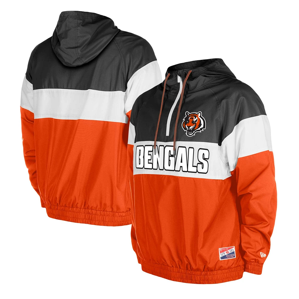 Veste coupe-vent à glissière quart de tour raglan orange Cincinnati Bengals New Era pour homme