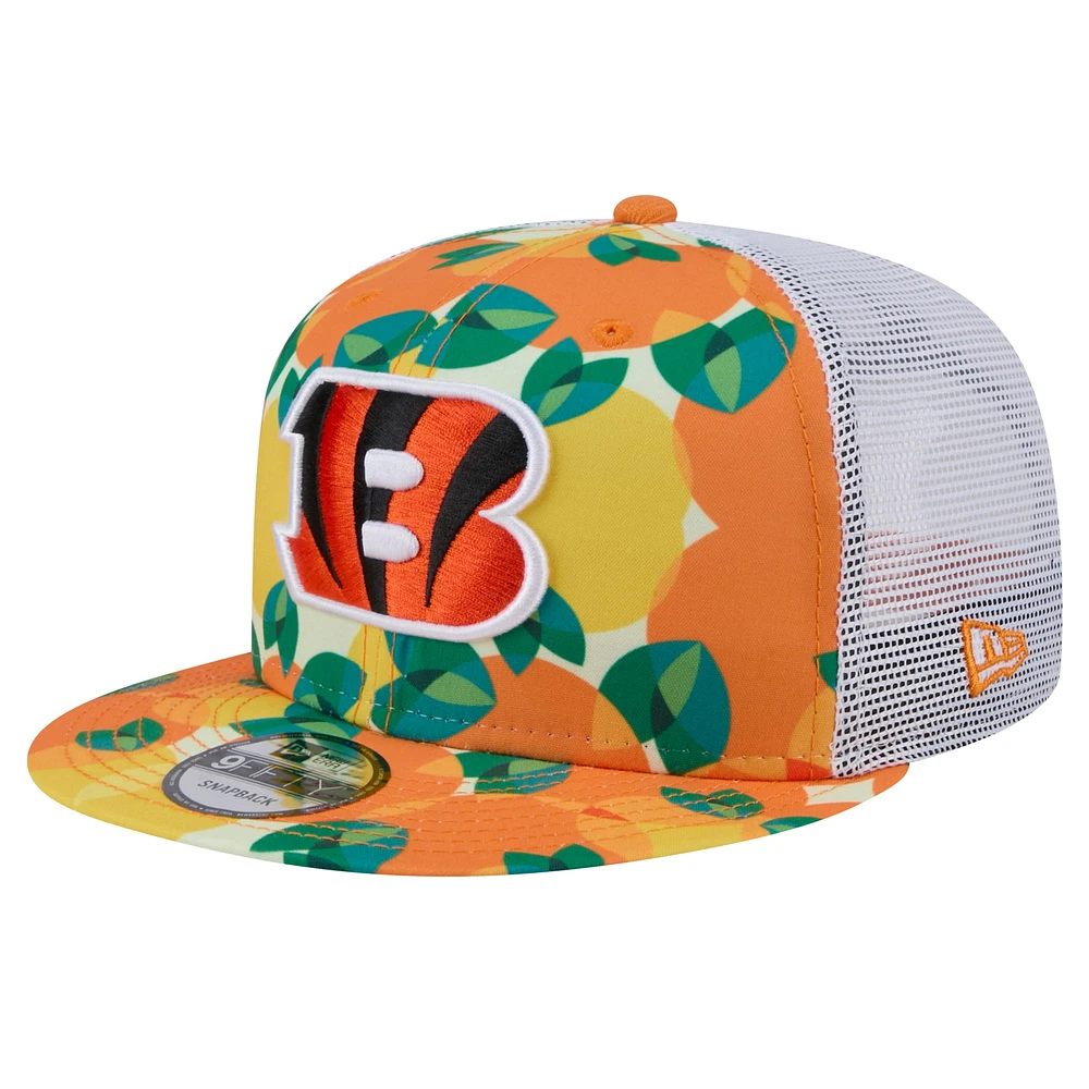 Men's New Era Orange Cincinnati Bengals Citrus 9FIFTY Trucker Snapback Hat