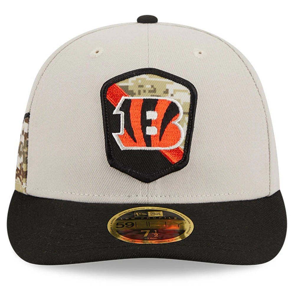 Men's New Era Stone/Black Cincinnati Bengals 2023 Salute To Service Low Profile 59FIFTY Fitted Hat