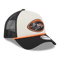 Men's New Era Stone/Black Cincinnati Bengals 2024 NFL Sideline Historic 9FORTY A-Frame Trucker Adjustable Hat