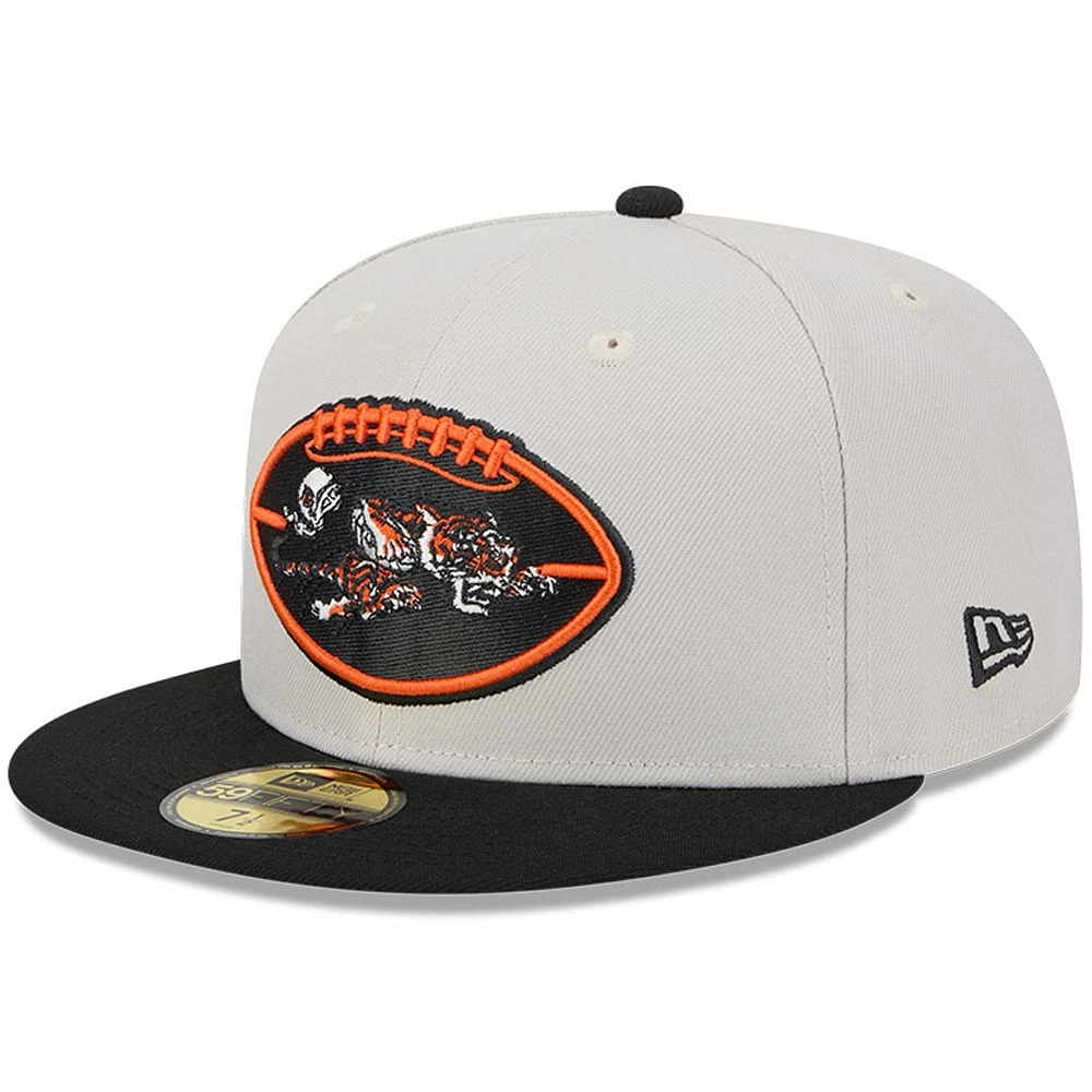 Men's New Era Stone/Black Cincinnati Bengals 2024 Sideline Historic 59FIFTY Fitted Hat